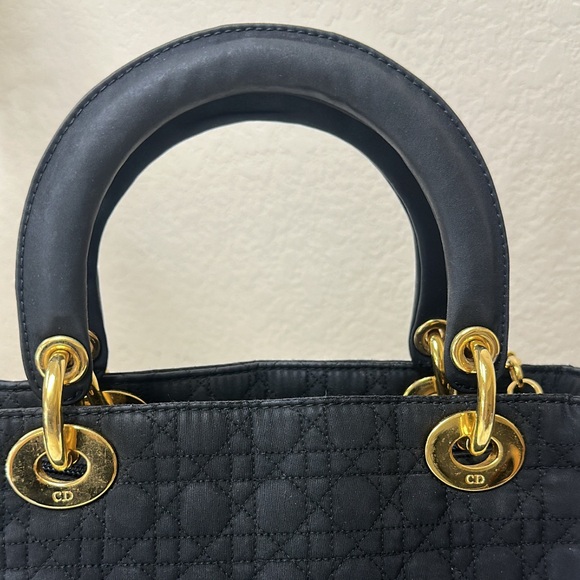 CHRISTIAN DIOR Black CANNAGE Quilted Canvas Mini LADY DIOR Bag - Picture 10 of 14